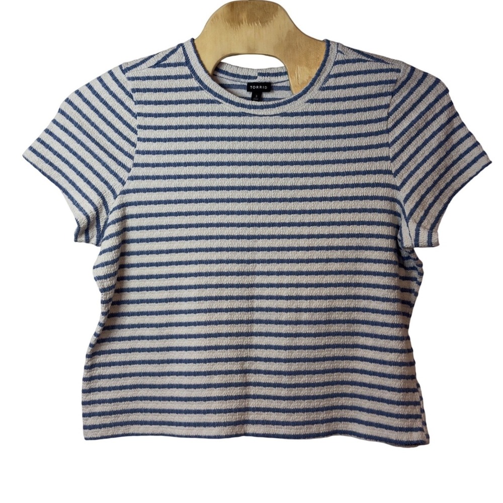 Torrid Textured Crew Neck Striped Short Sleeve Tee Size 3X Casual Coastal